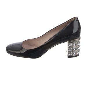 Miu Miu Black Heels with Embellished Block Heel Sz 39.5